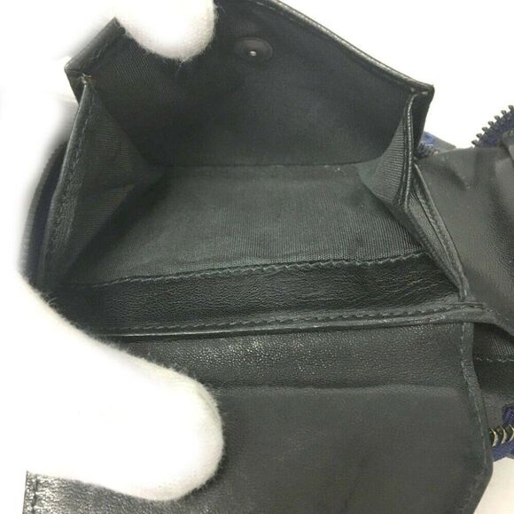 Genuine Jimmy Choo Studs Navy Blue Leather Zip Around Wallet w/ Box - Picture 7 of 9